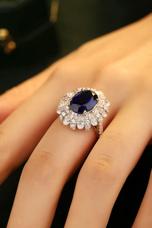 5 Carat Lab-Grown Sapphire Flower Shape Ring-Teresa's Fashionista LLC