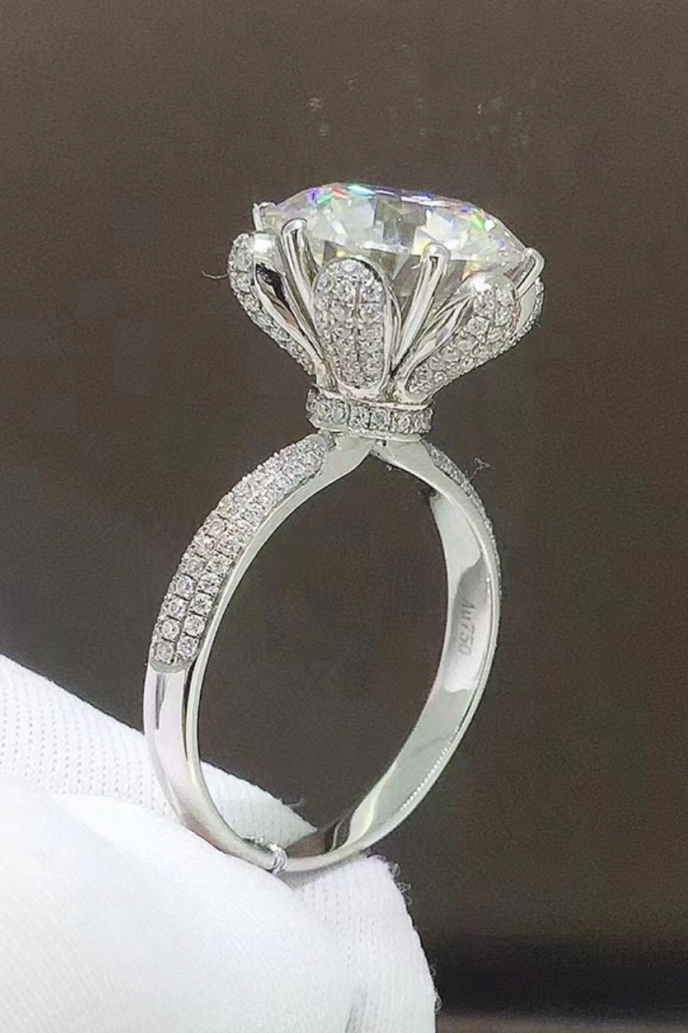 5 Carat Moissanite Side Stone Ring-Teresa's Fashionista LLC
