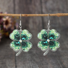 Lucky Clover Acrylic Dangle Earrings-Teresa's Fashionista LLC