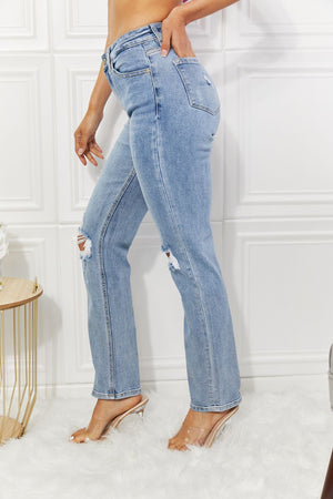 Kancan Abby High Rise Slim Straight Jeans-Teresa's Fashionista LLC