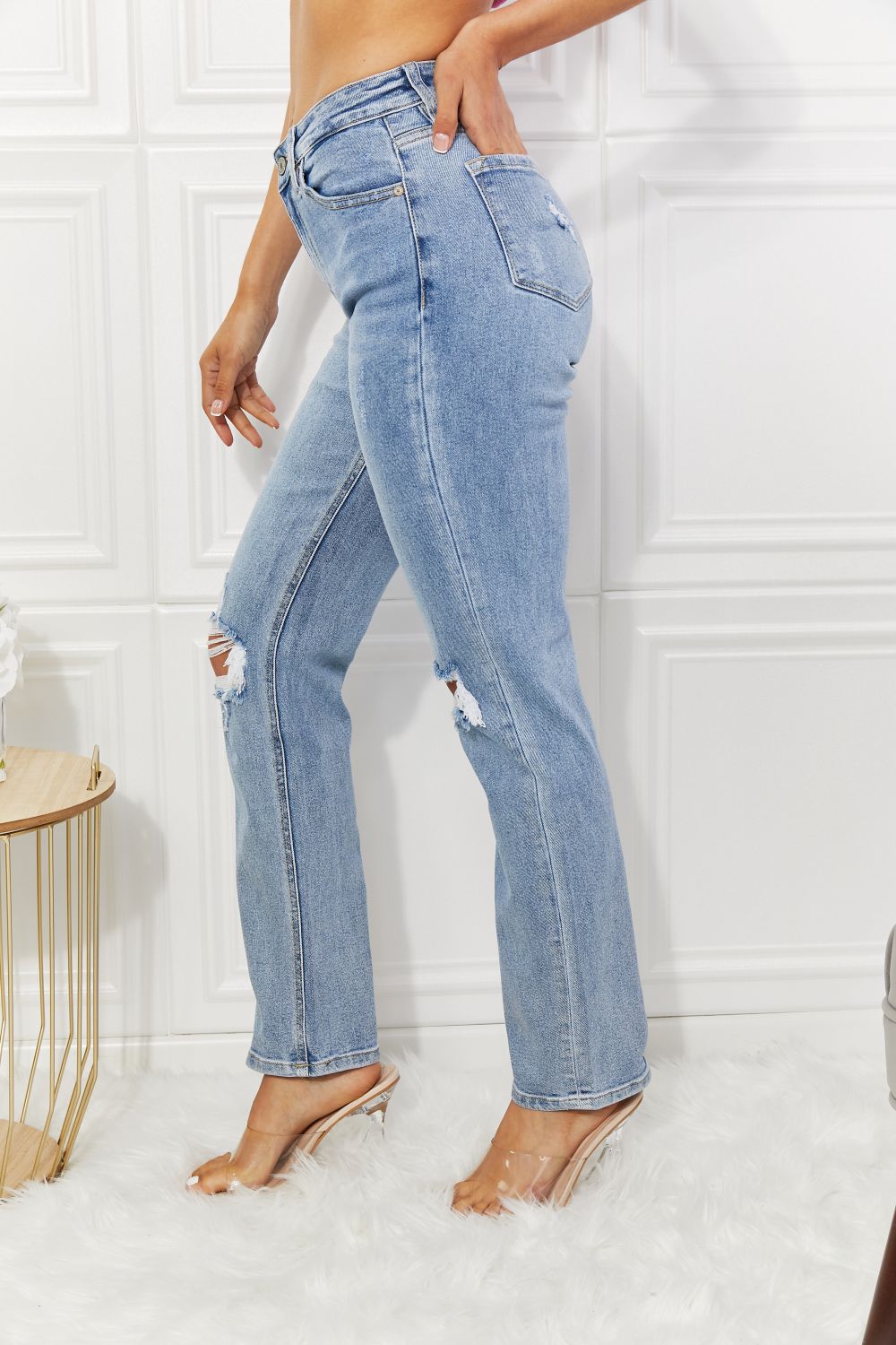 Kancan Abby High Rise Slim Straight Jeans-Teresa&#39;s Fashionista LLC
