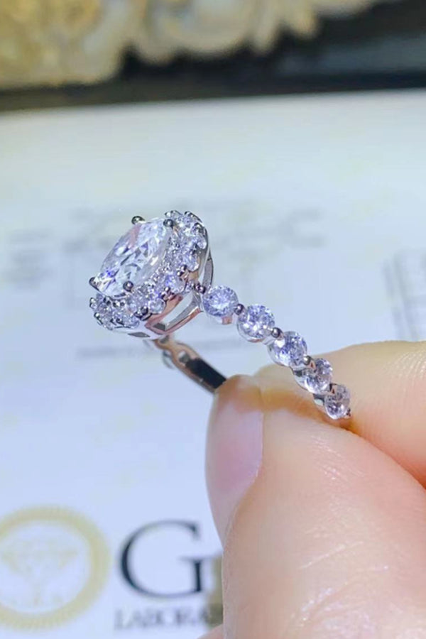 2 Carat Moissanite 925 Sterling Silver Halo Ring-Teresa's Fashionista LLC