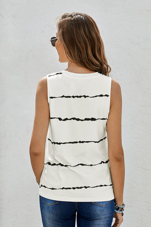 Striped Round Neck Tank-Teresa's Fashionista LLC