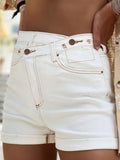 Asymmetrical Waist Denim Shorts-Teresa's Fashionista LLC