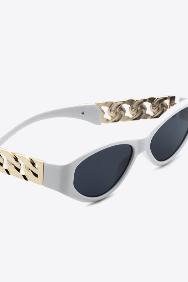 Chain Detail Temple Cat Eye Sunglasses-Teresa's Fashionista LLC