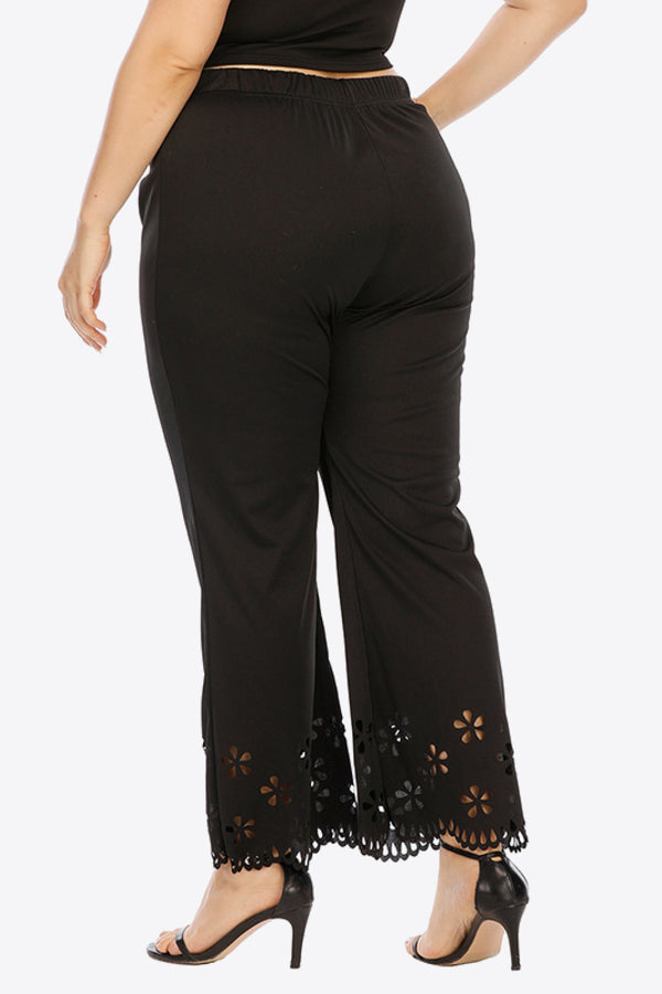 Plus Size Openwork Elastic Waist Pants-Teresa's Fashionista LLC