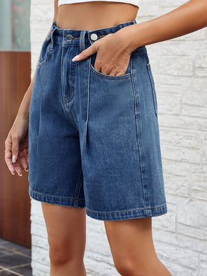High Waist Denim Shorts with Pockets-Teresa's Fashionista LLC