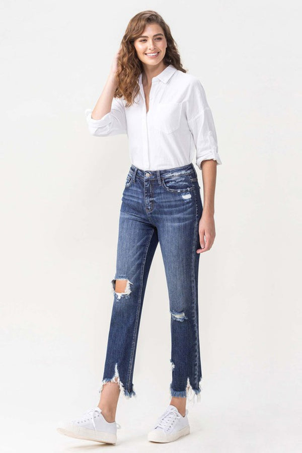 Lovervet Jackie Full Size High Rise Crop Straight Leg Jeans-Teresa's Fashionista LLC