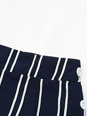 Striped Slit Wide Leg Pants-Teresa's Fashionista LLC