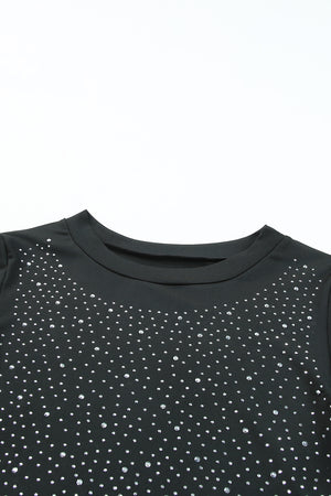 Rhinestone Round Neck Long Sleeve Bodysuit-Teresa's Fashionista LLC