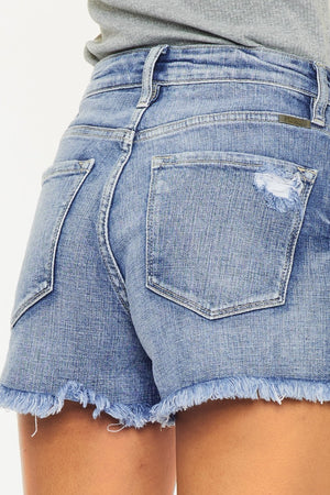 Kancan Distressed Raw Hem Denim Shorts-Teresa's Fashionista LLC