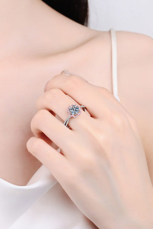 1 Carat Moissanite Flower-Shaped Crisscross Ring-Teresa's Fashionista LLC