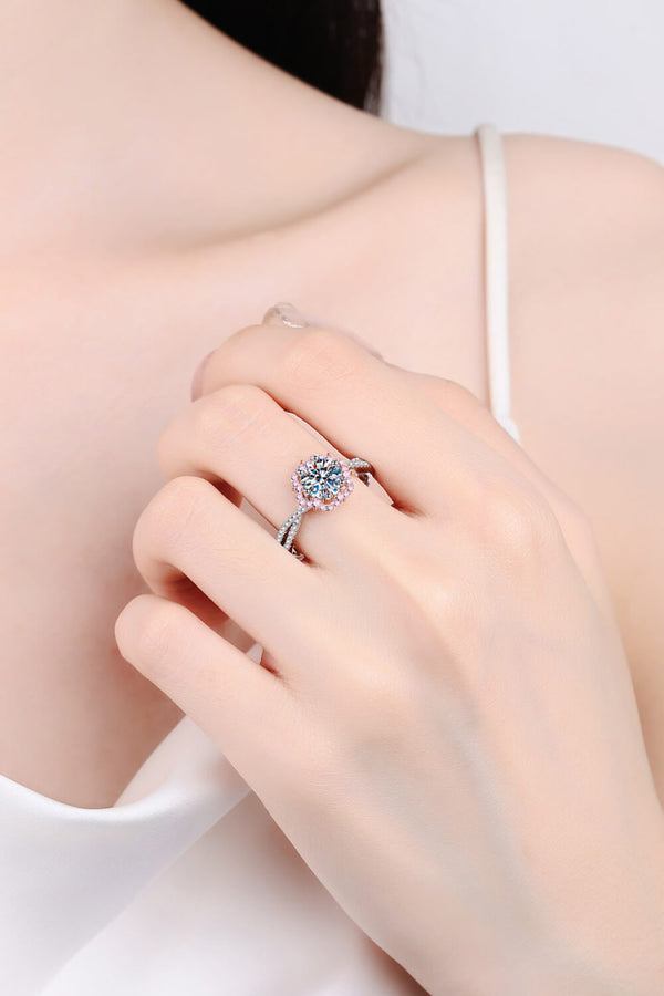 1 Carat Moissanite Flower-Shaped Crisscross Ring-Teresa's Fashionista LLC