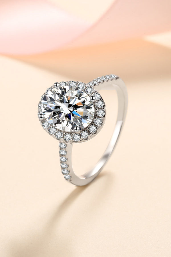 2 Carat Moissanite 925 Sterling Silver Halo Ring-Teresa's Fashionista LLC