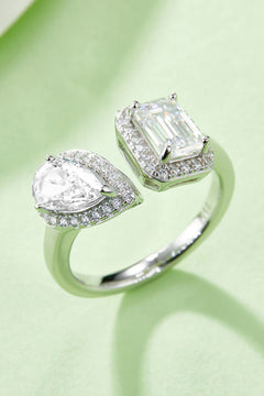 1 Carat Moissanite 925 Sterling Silver Open Ring-Teresa's Fashionista LLC