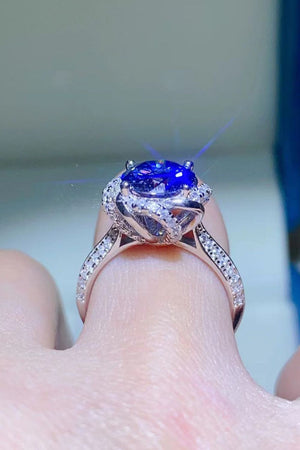 2 Carat Cobalt Blue Moissanite 925 Sterling Silver Ring-Teresa's Fashionista LLC