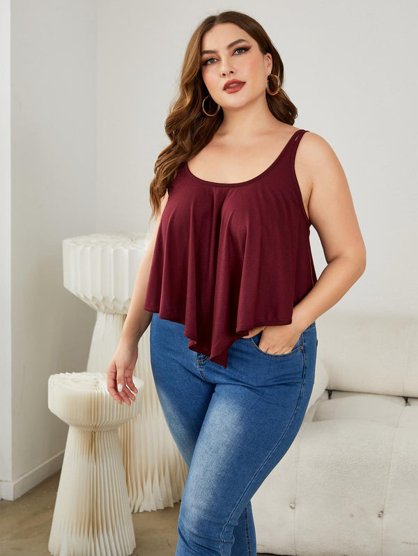 Plus Size Double-Strap Scoop Neck Cami-Teresa's Fashionista LLC
