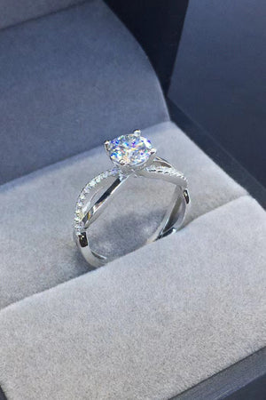 2 Carat Moissanite Crisscross 925 Sterling Silver Ring-Teresa's Fashionista LLC