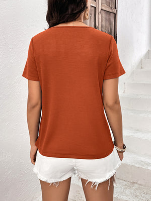 Lace Trim Contrast Waffle-Knit Top-Teresa's Fashionista LLC