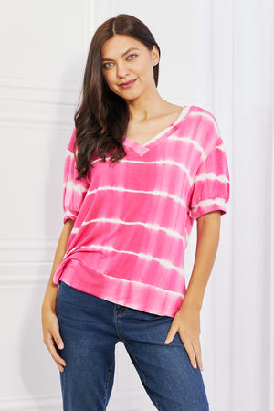Yelete Full Size Oversized Fit V-Neck Striped Top-Teresa's Fashionista LLC