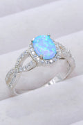 925 Sterling Silver Opal Halo Ring-Teresa's Fashionista LLC