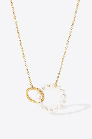 Pearl Hoop Link Pendant Necklace-Teresa's Fashionista LLC