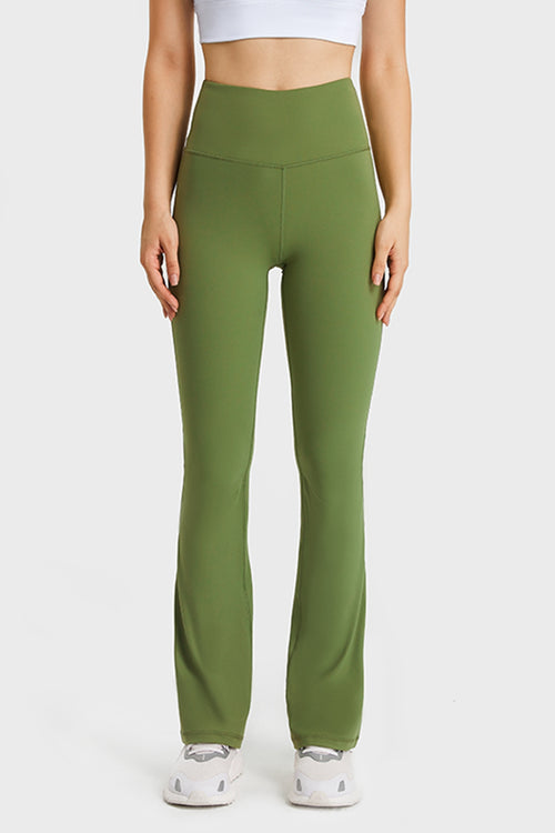 Elastic Waist Flare Yoga Pants-Teresa's Fashionista LLC