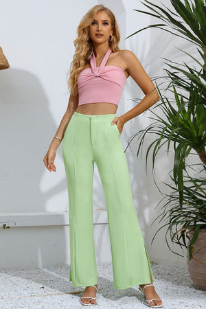 Slit High-Rise Flare Pants-Teresa's Fashionista LLC