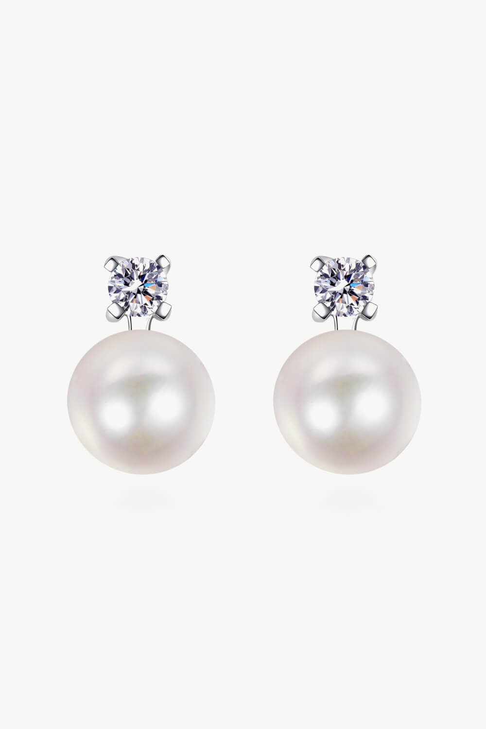 Moissanite Pearl Stud Earrings-Teresa's Fashionista LLC