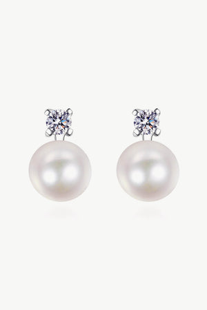 Moissanite Pearl Stud Earrings-Teresa's Fashionista LLC
