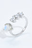 Natural Moonstone and Zircon Heart Open Ring-Teresa's Fashionista LLC