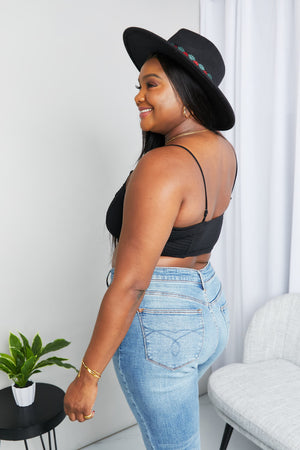 Zenana Full Size Textured Spaghetti Strap Bralette in Black-Teresa's Fashionista LLC