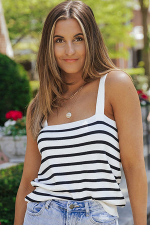 Striped Straight Neck Cami-Teresa's Fashionista LLC