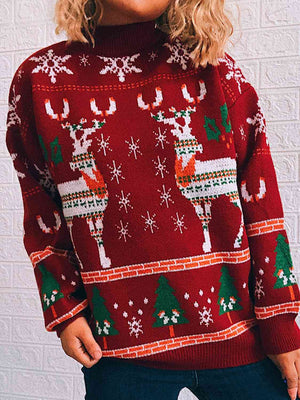 Turtleneck Drop Shoulder Long Sleeve Sweater-Teresa's Fashionista LLC