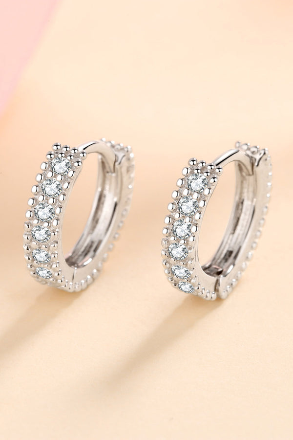 925 Sterling Silver Inlaid Moissanite Huggie Earrings-Teresa's Fashionista LLC