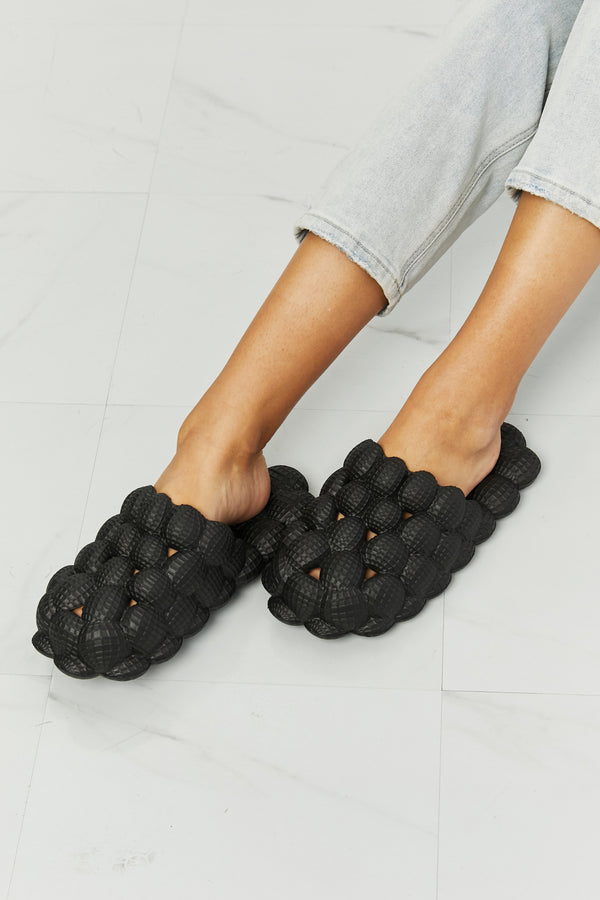 NOOK JOI Laid Back Bubble Slides in Black-Teresa's Fashionista LLC