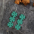 Lucky Clover Wooden Dangle Earrings-Teresa's Fashionista LLC