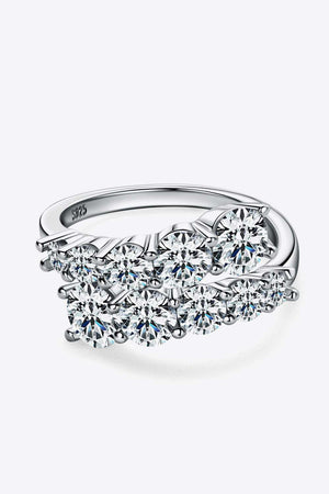 Moissanite 925 sterling silver ring with multiple stones.