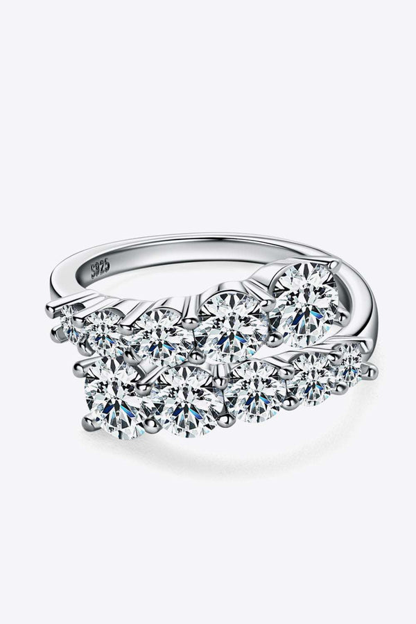 Moissanite 925 sterling silver ring with multiple stones.