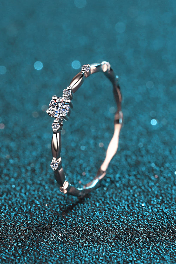 Moissanite 925 Sterling Silver Rhodium-Plated Ring-Teresa's Fashionista LLC