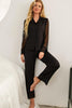 Spliced Lace Lapel Collar Pajama Set-Teresa's Fashionista LLC