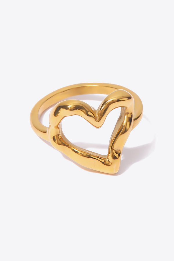 18K Gold Plated Heart-Shaped Ring-Teresa's Fashionista LLC