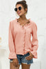 Frill Trim V-Neck Flounce Sleeve Shirt-Teresa's Fashionista LLC