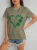 Heart Lucky Clover Round Neck Short Sleeve T-Shirt-Teresa's Fashionista LLC