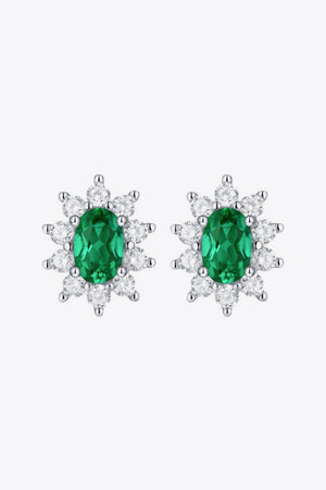 1 Carat Lab-Grown Emerald Stud Earrings-Teresa's Fashionista LLC
