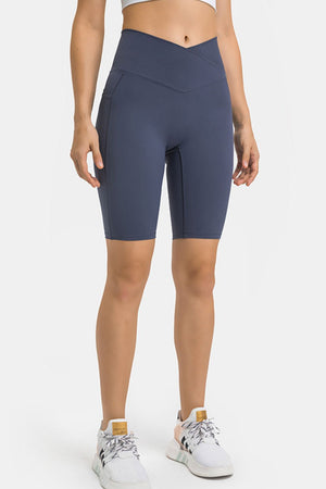 High Waist Biker Shorts with Pockets-Teresa's Fashionista LLC