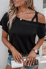Crisscross Asymmetrical Neck Short Sleeve Top-Teresa's Fashionista LLC