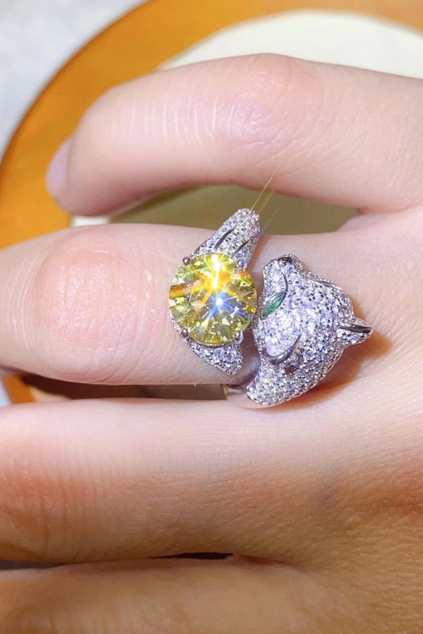 2 Carat Yellow Moissanite Animal Bypass Ring-Teresa's Fashionista LLC