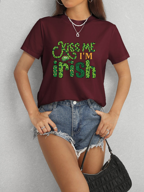 KISS ME I'M IRISH Round Neck T-Shirt-Teresa's Fashionista LLC