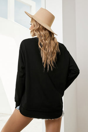 Side Slit Drop Shoulder Sweatshirt-Teresa's Fashionista LLC